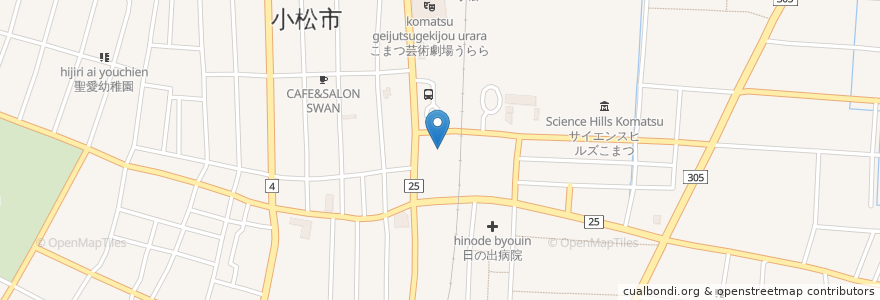 Mapa de ubicacion de 公立小松大学中央キャンパス en Japonya, 石川県, 小松市.