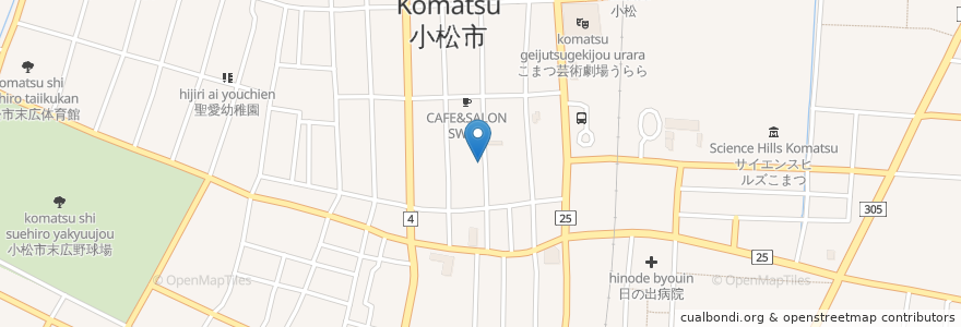 Mapa de ubicacion de エムラインマーケット en ژاپن, 石川県, 小松市.