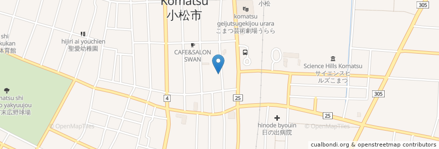 Mapa de ubicacion de ワイン酒場mono en 日本, 石川县, 小松市.
