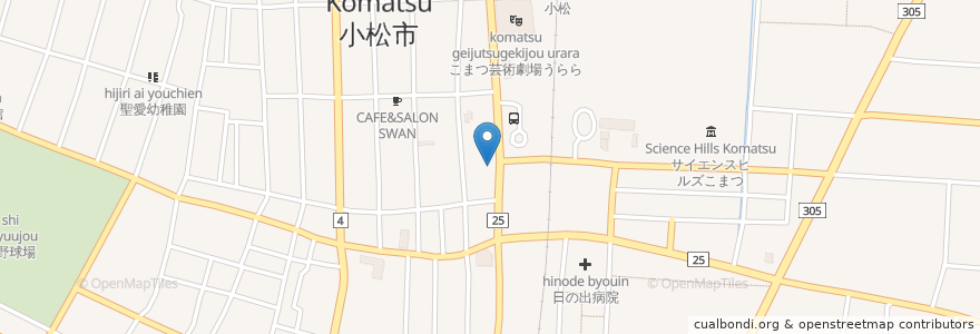 Mapa de ubicacion de 焼鳥市場 en 日本, 石川県, 小松市.