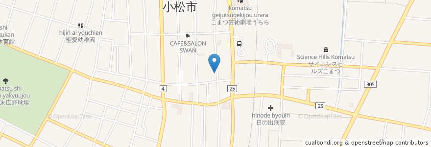 Mapa de ubicacion de Coffee&PizzaHouse dazur en Giappone, Prefettura Di Ishikawa, 小松市.