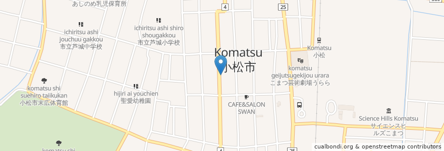 Mapa de ubicacion de こまつ町家文庫 en 日本, 石川県, 小松市.