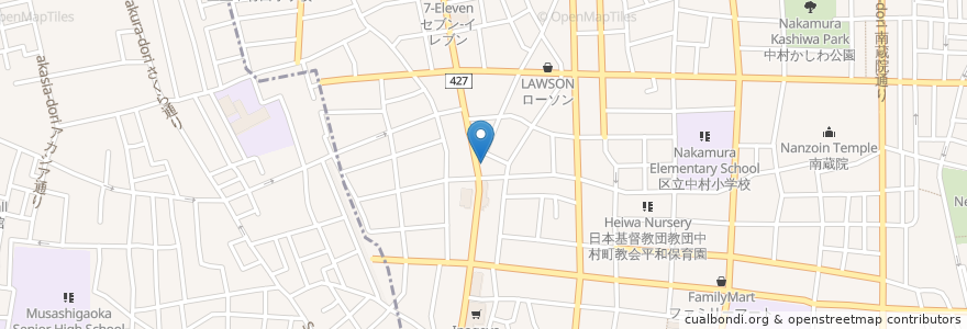 Mapa de ubicacion de 朝日屋 en اليابان, 東京都, 中野区, 練馬区.