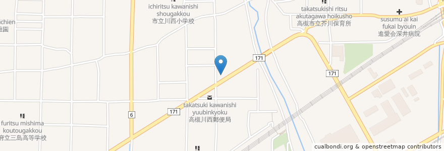 Mapa de ubicacion de しゃぶ葉 高槻西店 en Japon, Préfecture D'Osaka, Takatsuki.