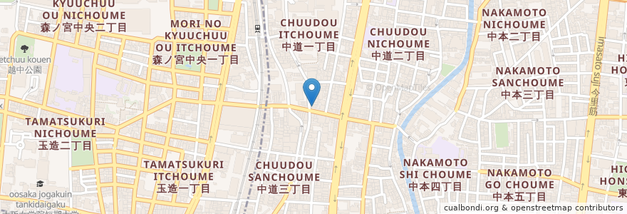 Mapa de ubicacion de 真鯛らぁー麺　日より en 日本, 大阪府, 大阪市, 東成区.