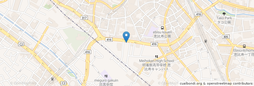 Mapa de ubicacion de コルシカ en Jepun, 東京都, 目黒区.