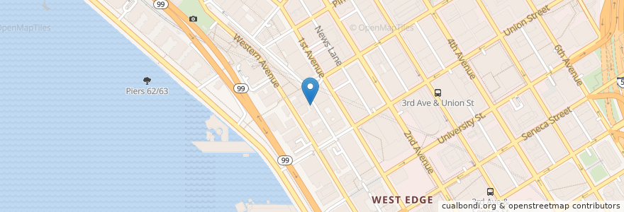 Mapa de ubicacion de Alibi Room en アメリカ合衆国, ワシントン州, King County, Seattle.