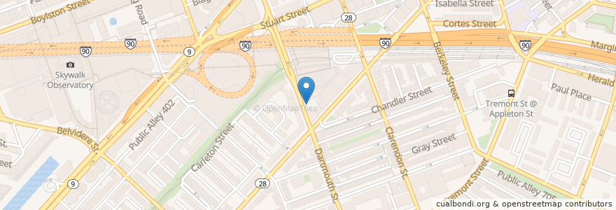 Mapa de ubicacion de Brownstone en United States, Massachusetts, Suffolk County, Boston.