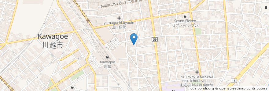 Mapa de ubicacion de 黒川医院（小児科・内科） en Japon, Préfecture De Saitama, 川越市.
