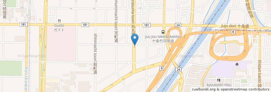 Mapa de ubicacion de ポポロ en 日本, 京都府, 京都市, 南区.