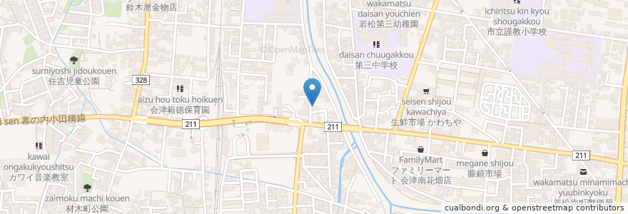 Mapa de ubicacion de 西駅酒場 en Japón, Prefectura De Fukushima, 会津若松市.