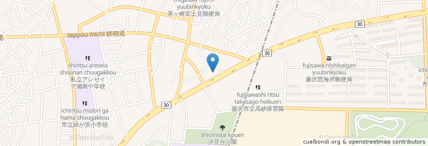 Mapa de ubicacion de コスモ石 en 일본, 가나가와현, 茅ヶ崎市.