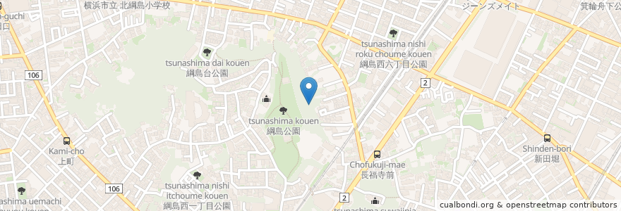 Mapa de ubicacion de 北中村御殿山稲荷 en 일본, 가나가와현, 요코하마시, 港北区.