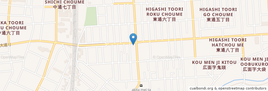Mapa de ubicacion de 北都銀行 明田支店 en Japão, 秋田県, 秋田市.