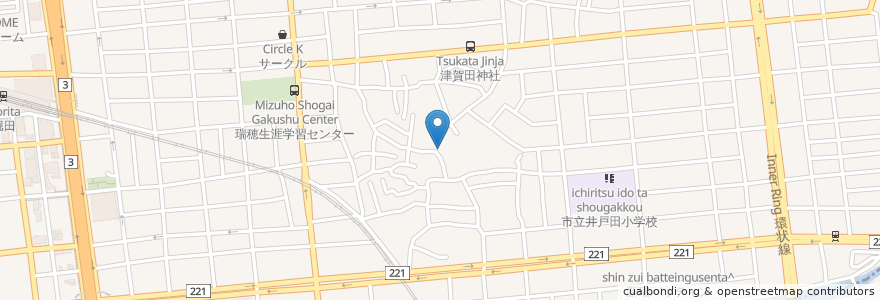 Mapa de ubicacion de 井戸田コミュニティセンター en Japan, Aichi Prefecture, Nagoya, Mizuho Ward.