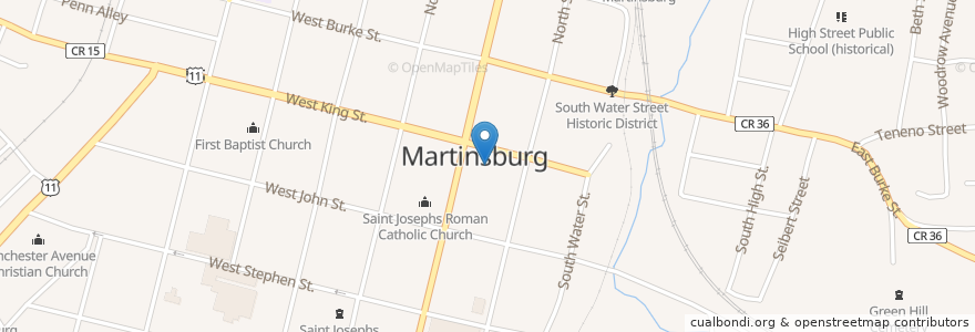 Mapa de ubicacion de Paul Gordon's Studio en Estados Unidos De América, Virginia Occidental, Berkeley County, Martinsburg.