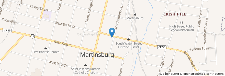 Mapa de ubicacion de The Hub en ایالات متحده آمریکا, ویرجینیای غربی, Berkeley County, Martinsburg.