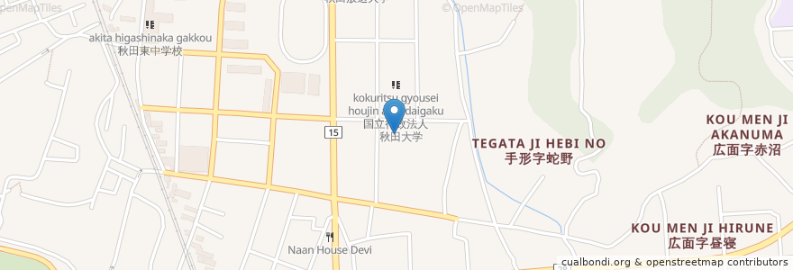 Mapa de ubicacion de 秋田大学附属図書館 en Japonya, 秋田県, 秋田市.