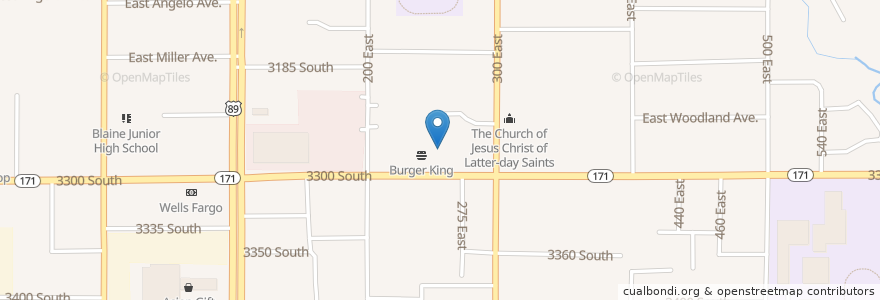 Mapa de ubicacion de Old Bridge Cafe en アメリカ合衆国, ユタ州, Salt Lake County, South Salt Lake.