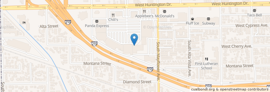 Mapa de ubicacion de Chuck E. Cheese's en United States, California, Los Angeles County, Monrovia.