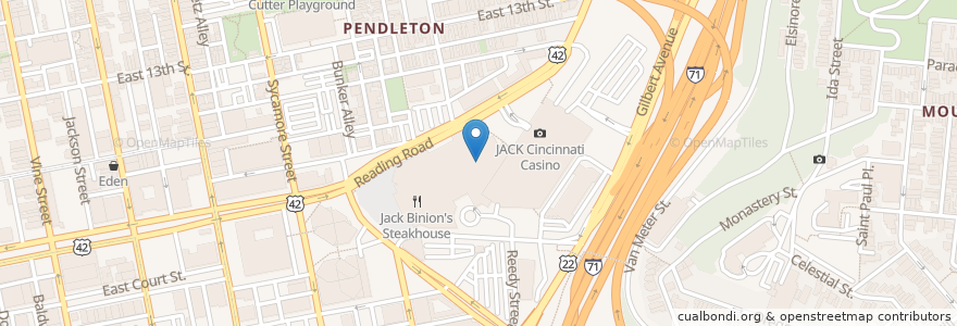 Mapa de ubicacion de Bobby’s Burger Palace en United States, Ohio, Hamilton County, Cincinnati.
