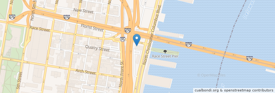 Mapa de ubicacion de Fringe Arts en アメリカ合衆国, ペンシルベニア州, Philadelphia County, フィラデルフィア.