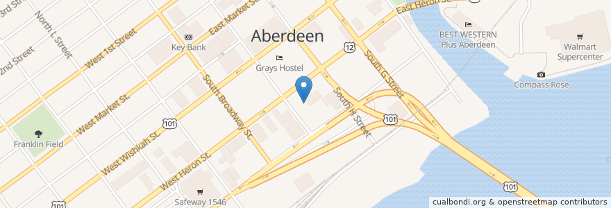 Mapa de ubicacion de Aberdeen Auto Spa en ایالات متحده آمریکا, واشنگتن, Grays Harbor County, Aberdeen.