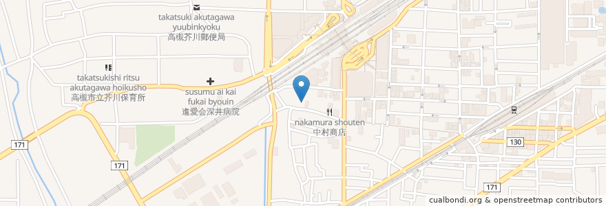 Mapa de ubicacion de 博多もつ処 東屋 en 日本, 大阪府, 高槻市.