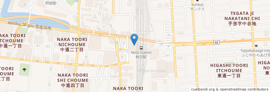 Mapa de ubicacion de 駅そば しらかみ庵 en Japonya, 秋田県, 秋田市.