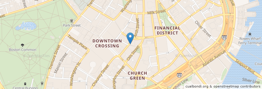 Mapa de ubicacion de Boston News Cafe en Vereinigte Staaten Von Amerika, Massachusetts, Suffolk County, Boston.