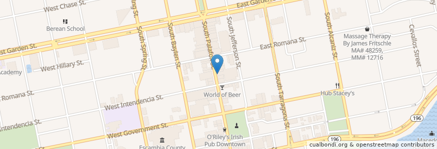 Mapa de ubicacion de Saenger Theatre en Amerika Syarikat, Florida, Escambia County, Pensacola.