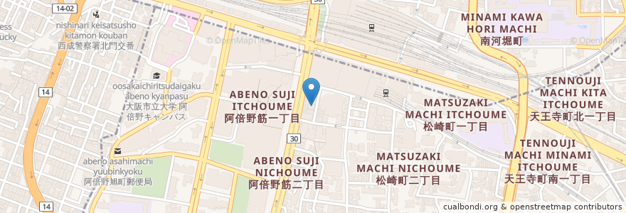Mapa de ubicacion de 一蘭拉麵 en Япония, Осака, 大阪市, 阿倍野区.
