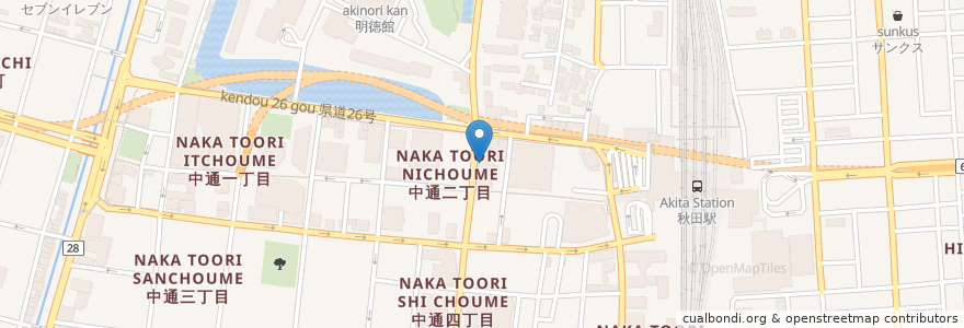 Mapa de ubicacion de 商工中金 秋田支店 en Japan, 秋田県, 秋田市.
