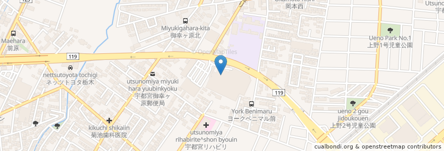 Mapa de ubicacion de マツモトキヨシ en Jepun, 栃木県, 宇都宮市.