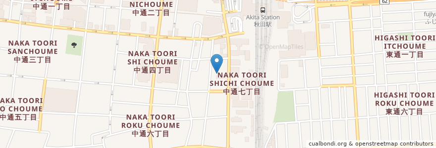 Mapa de ubicacion de 隠れ酒房ゆるり en Japão, 秋田県, 秋田市.