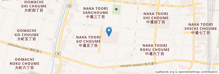 Mapa de ubicacion de 秋田市立中通小学校 en 日本, 秋田県, 秋田市.
