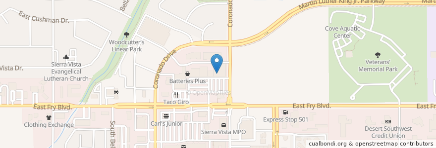 Mapa de ubicacion de Papa Murphy's Take and Bake Pizza en Stati Uniti D'America, Arizona, Cochise County, Sierra Vista.