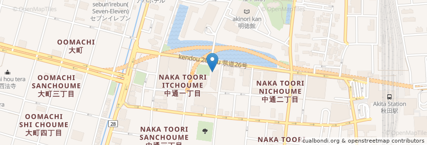 Mapa de ubicacion de 福多珈琲 en Jepun, 秋田県, 秋田市.
