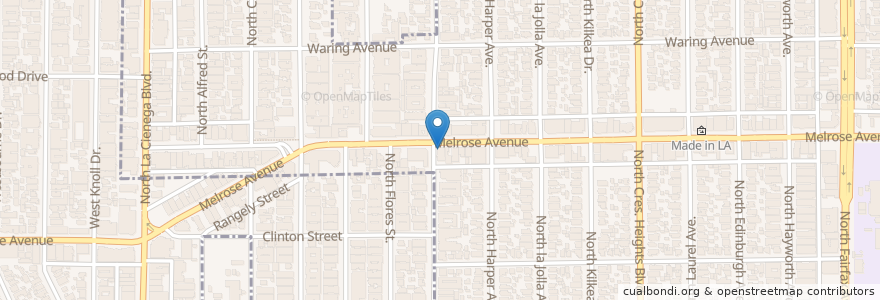Mapa de ubicacion de Crossroads Kitchen en Estados Unidos Da América, Califórnia, Los Angeles County, Los Angeles, West Hollywood.