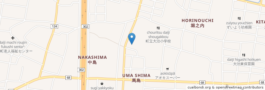 Mapa de ubicacion de 大治町中央公民館 en 日本, 愛知県, 海部郡, 大治町.