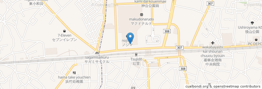 Mapa de ubicacion de スルガ銀行 en 日本, 神奈川県, 藤沢市.