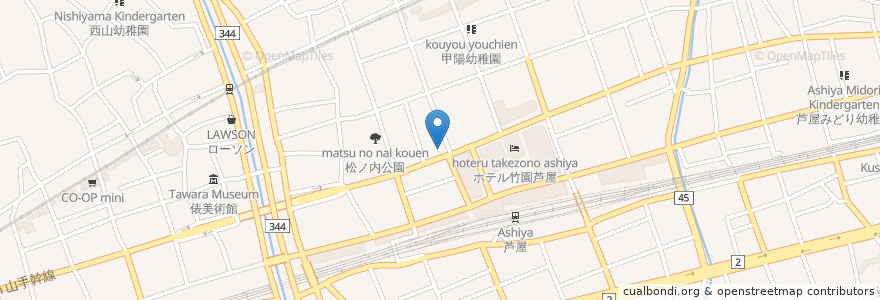 Mapa de ubicacion de 渡辺産婦人科 en Japão, 兵庫県, 芦屋市.