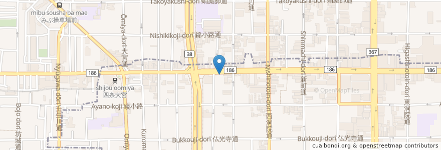 Mapa de ubicacion de 京都 肉食堂 en Japonya, 京都府, 京都市, 中京区.