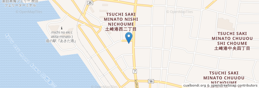 Mapa de ubicacion de 竹本商店 つけ麺開拓舎 en 日本, 秋田県, 秋田市.