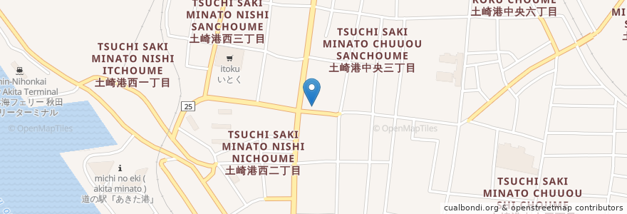 Mapa de ubicacion de トラットリア ベイショット en ژاپن, 秋田県, 秋田市.