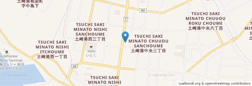 Mapa de ubicacion de 向島医院 en 日本, 秋田県, 秋田市.