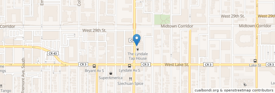 Mapa de ubicacion de Muddy Waters Bar & Eatery en United States, Minnesota, Hennepin County, Minneapolis.