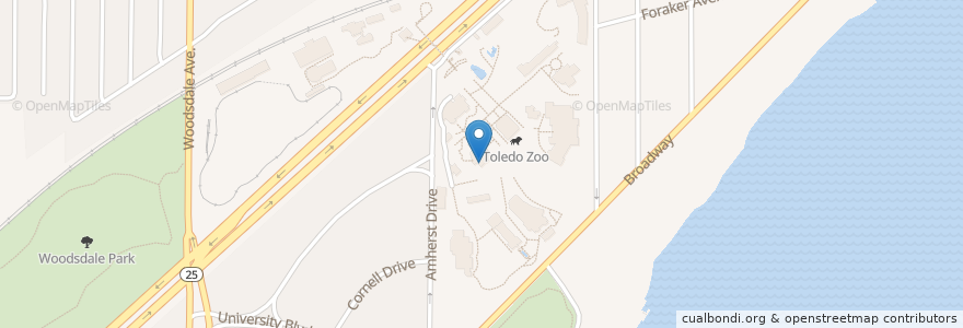 Mapa de ubicacion de The Lodge Conference Center en 미국, 오하이오 주, Lucas County, Toledo.