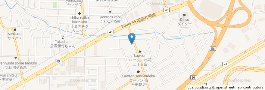 Mapa de ubicacion de お好み焼 田よし雫 中野栄店 en Japan, 宮城県, 仙台市, 宮城野区.