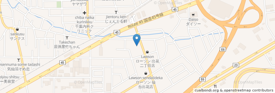 Mapa de ubicacion de ときわ亭 中野栄駅前店 en Japan, Miyagi Prefecture, Sendai, Miyagino Ward.